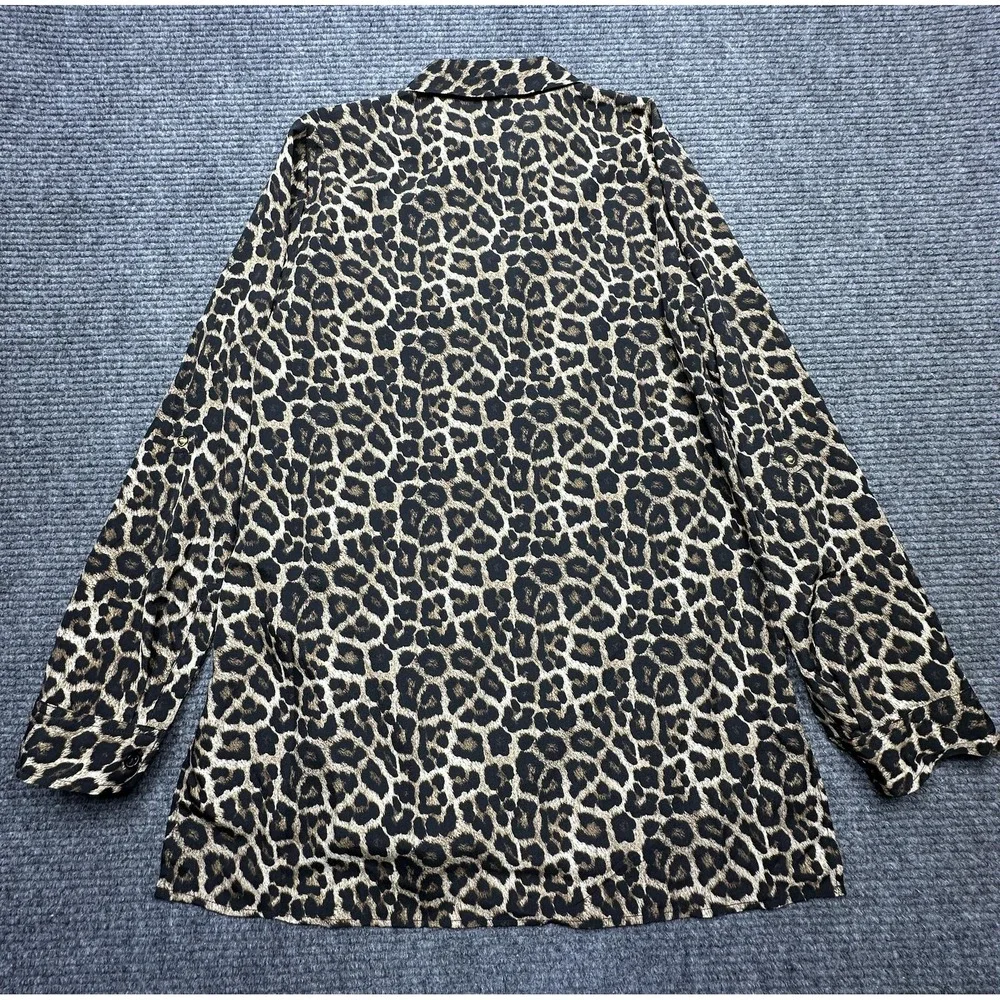 Michael Michael Kors‎ Jacket Womens Medium Dark Camel Leopard Zip Front Utility